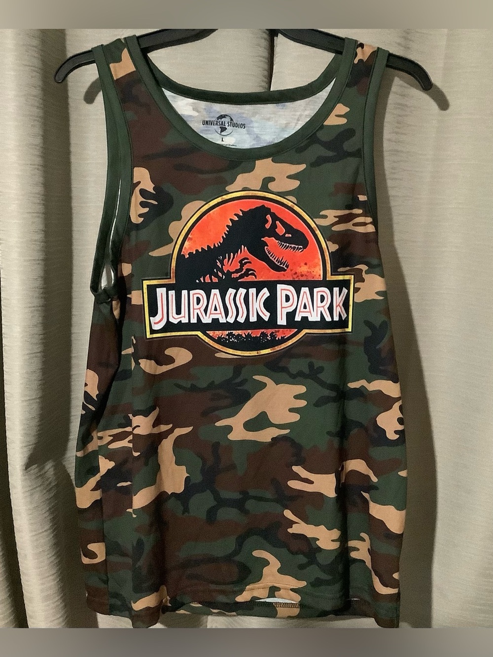 Universal Jurassic Park Camo Tank Top - Green, Brown, Tan